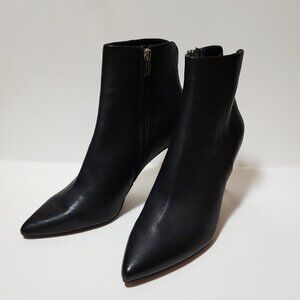 STEVEN By Steve Madden Black Leather Leila Pointy Stiletto Ankle Boots Size 9.5
